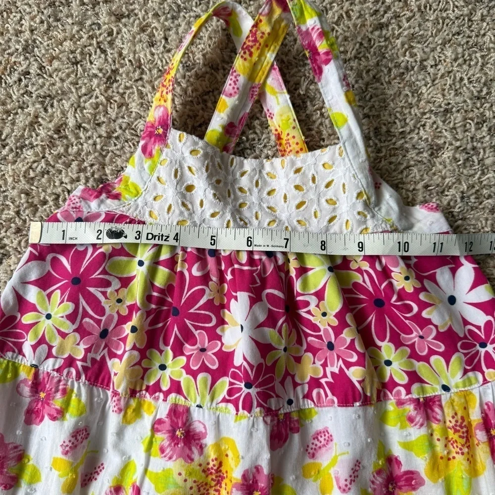 Penelope Mack Girls Cotton Dot Embroidery Eyelet Lace A-line Tank Dress Size-5